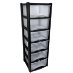 Tower-style storage cabinet with drawers, large plastic cabinet with 6 drawers